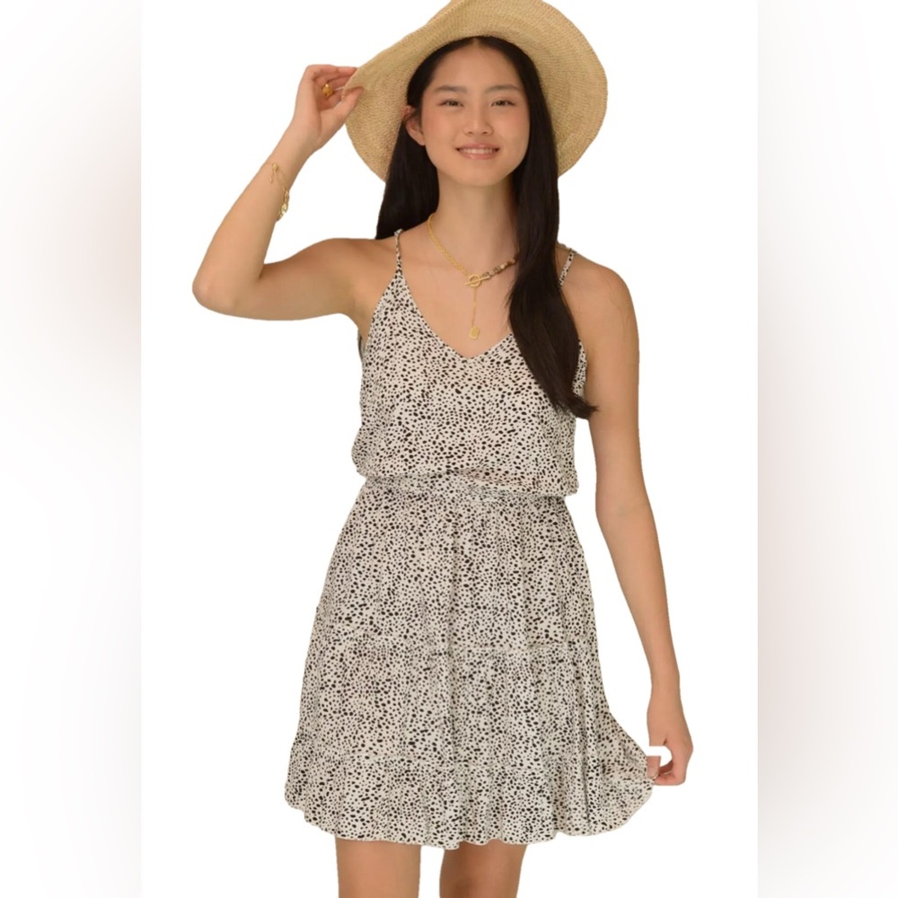 Leopard Pattern V-Neck Woven Mini Dress
